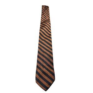 Vintage Regal Neck Silk Tie Brown/Black University Stripes Slim Preppy Ivy